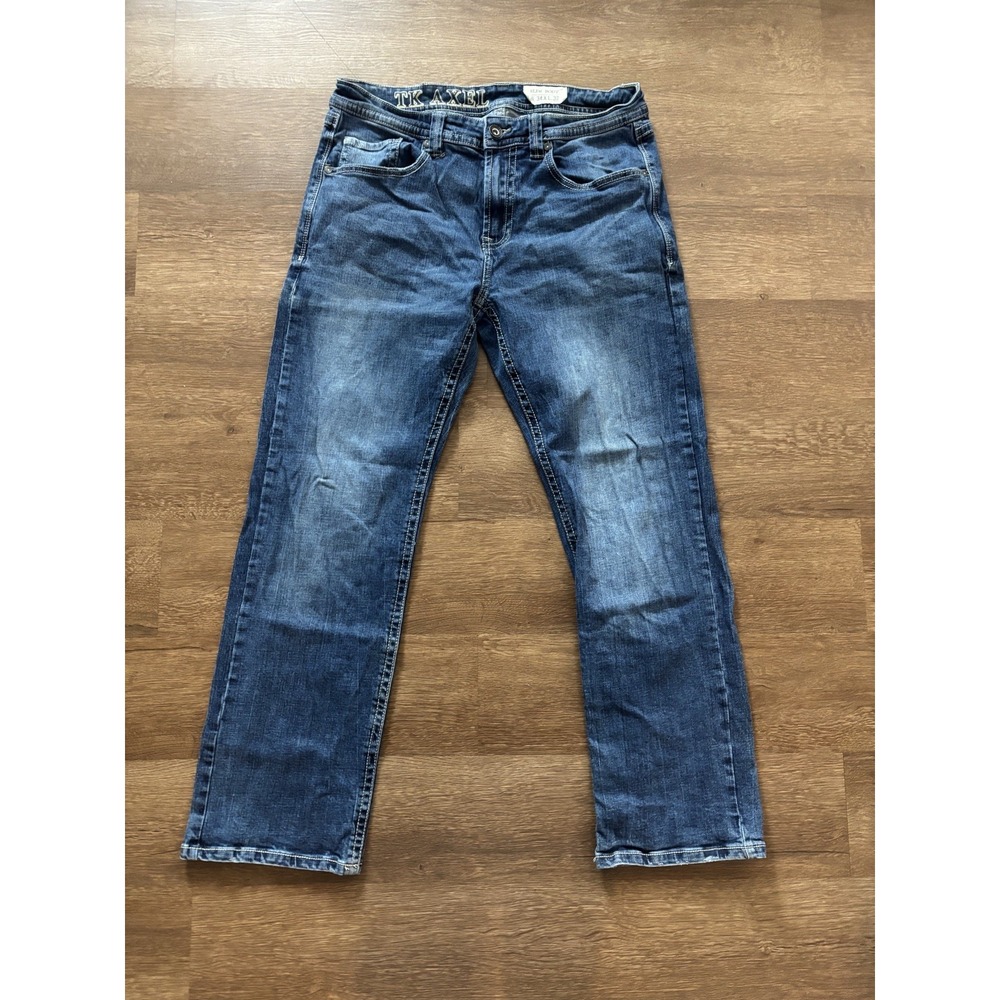 TK Axel‎ Slim Boot Jeans Men's 34x32  Medium Wash Blue Denim Work Flap Pockets